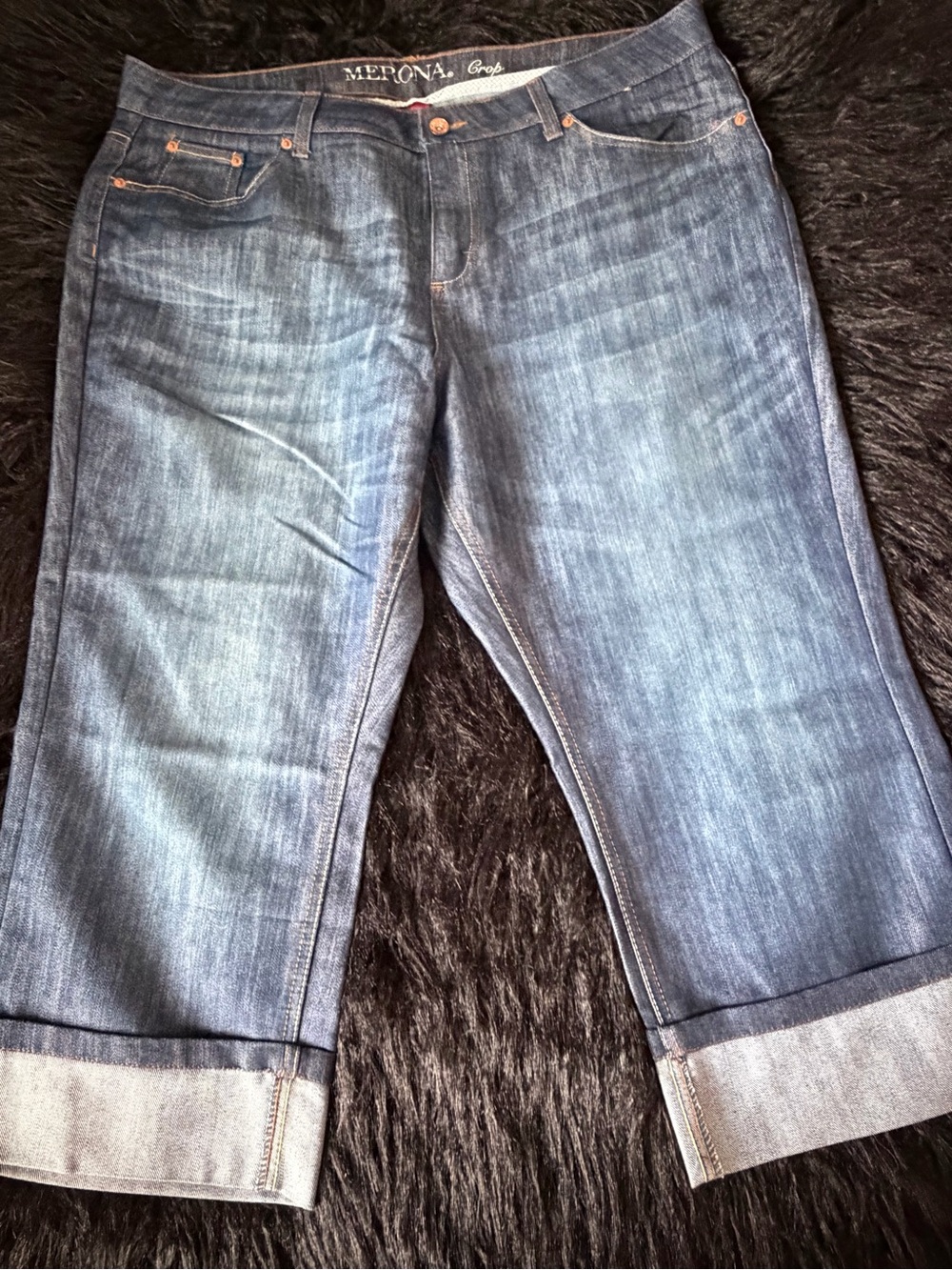 Merona Blue Cropped Cuffed Jeans